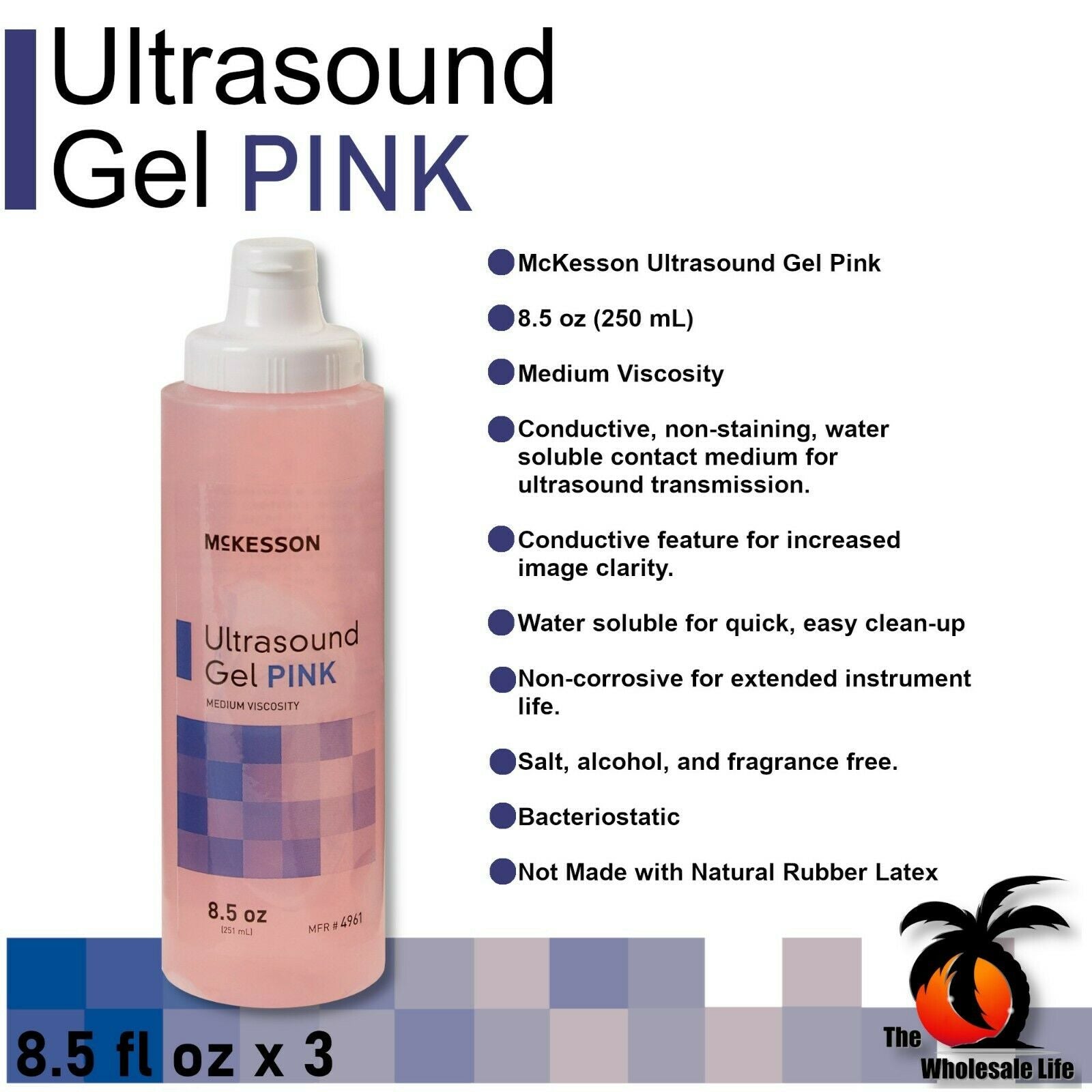 3 Pack - Ultrasound Transmission Pink Gel - 8.5 oz Bottle - Medium Viscosity 680034164864 DIAGNOSTIC ULTRASOUND MACHINES FOR SALE