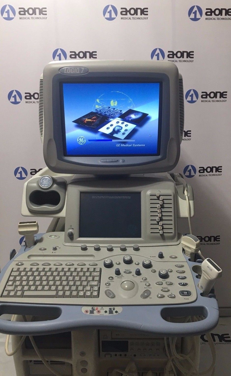GE Logiq 9 Ultrasound System with 3.5C, E8C, 7L, 10L, and M12L Transducers DIAGNOSTIC ULTRASOUND MACHINES FOR SALE
