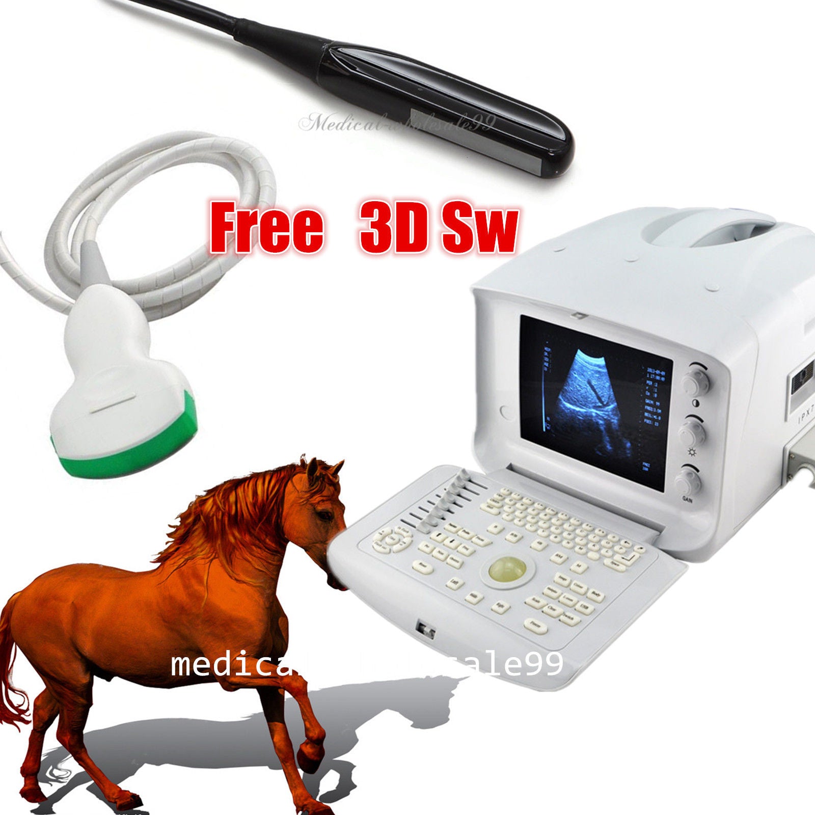 Vet Ultrasound Scanner/Machine Convex+Vet Rectal Probes Animals Pregnancy 3D 190891815767 DIAGNOSTIC ULTRASOUND MACHINES FOR SALE